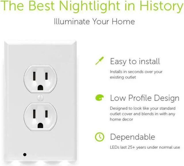 Alt view image 5 of 7 - 4Pcs Wall Outlet Plate LED Night Light Illuminated Plug Cover With Sensor Inductive Guidelight Easy Snap On No Wire Or Battery Needed For Hallway Bathroom Stairway Garage Utility Room Decor
