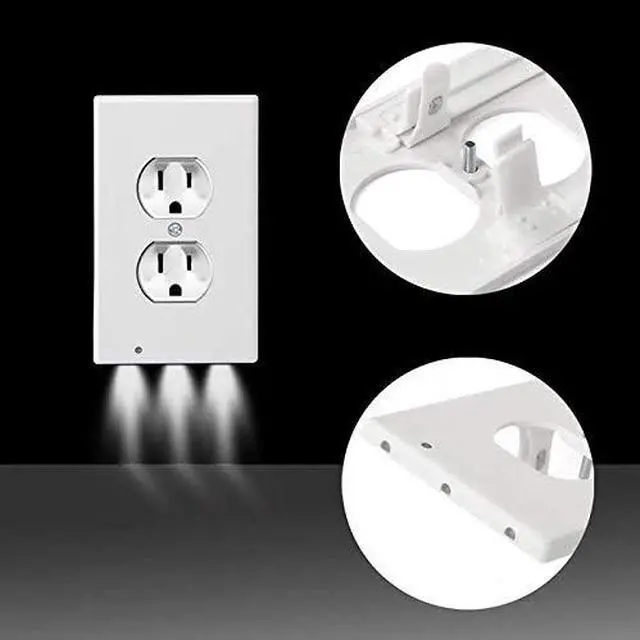 Alt view image 3 of 7 - 4Pcs Wall Outlet Plate LED Night Light Illuminated Plug Cover With Sensor Inductive Guidelight Easy Snap On No Wire Or Battery Needed For Hallway Bathroom Stairway Garage Utility Room Decor