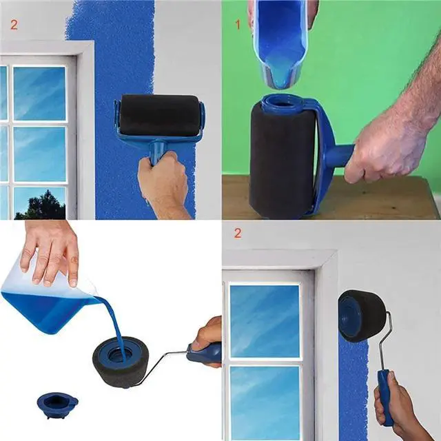 Alt view image 2 of 7 - Paint Roller Brush Set with Paint Runner Brush, Wall Printing Brush, 3 Extension Poles, Printing Brush Tray, Handle Flocked Edger Room for Painting Home/Ceilings/Office/Room/School(5PCS WITH SEAM)