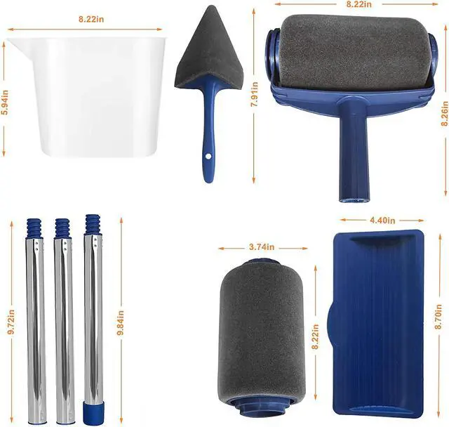 Alt view image 7 of 7 - Paint Roller Brush Set with Paint Runner Brush, Wall Printing Brush, 3 Extension Poles, Printing Brush Tray, Handle Flocked Edger Room for Painting Home/Ceilings/Office/Room/School (6PCS WITH SEAM)