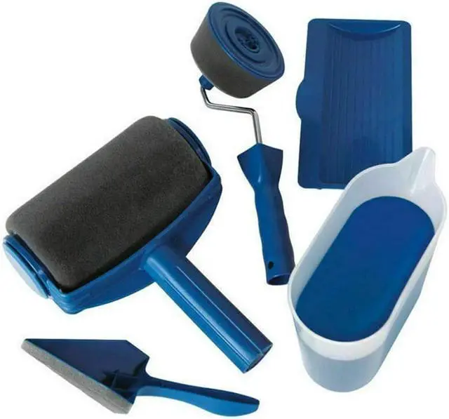 Alt view image 4 of 7 - Paint Roller Brush Set with Paint Runner Brush, Wall Printing Brush, 3 Extension Poles, Printing Brush Tray, Handle Flocked Edger Room for Painting Home/Ceilings/Office/Room/School(5PCS WITH SEAM)
