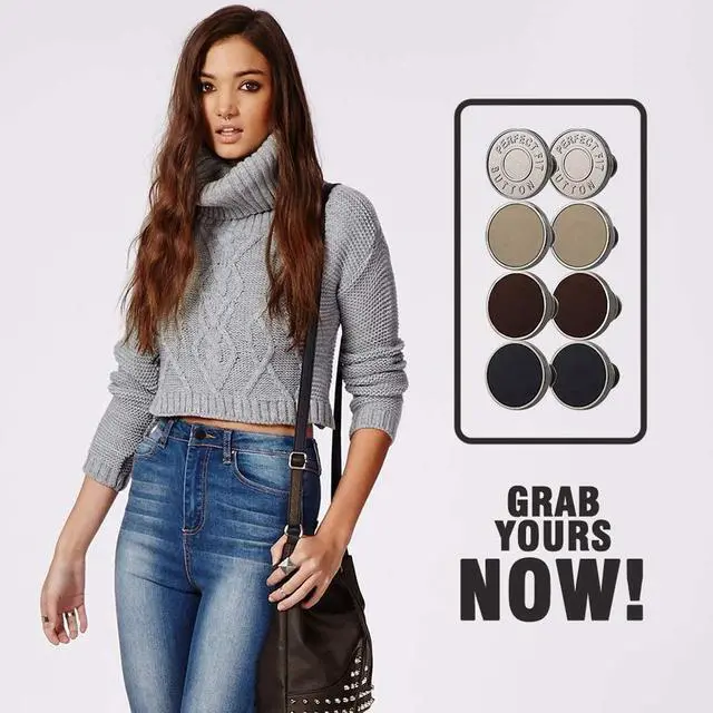 Alt view image 7 of 7 - 8pcs/set No Sewing Adjustable Jeans Pants Fit Button, Reduces an Inch to Any Pants Waist in Seconds Replace or Extend Buttons Perfect for Jeans Slacks and Skirts (Metal Type)