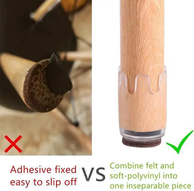 Alt view image 5 of 7 - 8 Packs Flexible Furniture Legs Floor Protectors Chair Table Leg Protectors Felt Pads Covers  Non Slip Slim Fit  Easy Slide Clear Plastic Cups Elegant Look Fits All Feet's Types