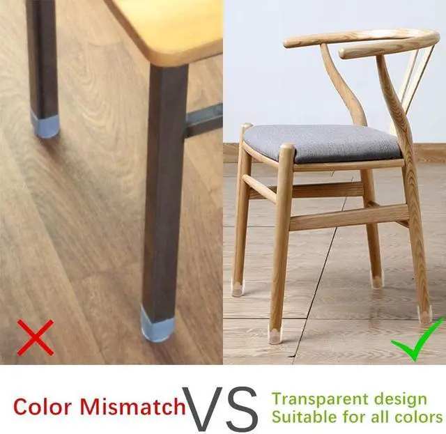 Alt view image 6 of 7 - 8 Packs Flexible Furniture Legs Floor Protectors Chair Table Leg Protectors Felt Pads Covers  Non Slip Slim Fit  Easy Slide Clear Plastic Cups Elegant Look Fits All Feet's Types