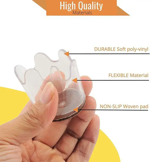 Alt view image 7 of 7 - 8 Packs Flexible Furniture Legs Floor Protectors Chair Table Leg Protectors Felt Pads Covers  Non Slip Slim Fit  Easy Slide Clear Plastic Cups Elegant Look Fits All Feet's Types