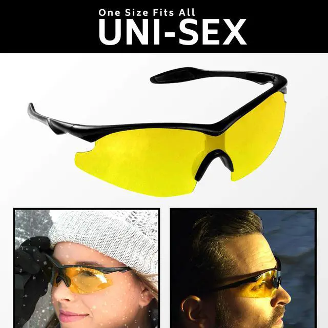 Alt view image 3 of 5 - Military-Inspired Polarized Sport Sunglasses - Mirrored Integrated Polarized Lens Battle Vision HD Sunglasses for Men/Women Riding Running Cycling Fishing Driving Golf(Yellow)