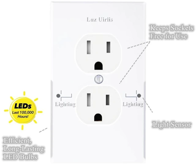 Alt view image 2 of 5 - 2 Packs Outlet Wall Plate LED Guide Night Lights, Illuminated Plug Cover With Sensor Inductive Easy Installation In Seconds For Home Kitchen Bedroom Hallway Stairway Garage Utility Room