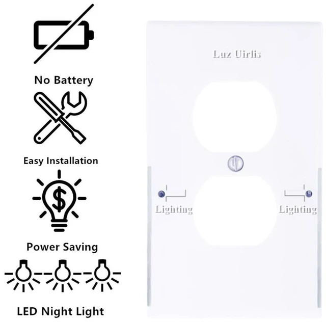 Alt view image 3 of 5 - 2 Packs Outlet Wall Plate LED Guide Night Lights, Illuminated Plug Cover With Sensor Inductive Easy Installation In Seconds For Home Kitchen Bedroom Hallway Stairway Garage Utility Room