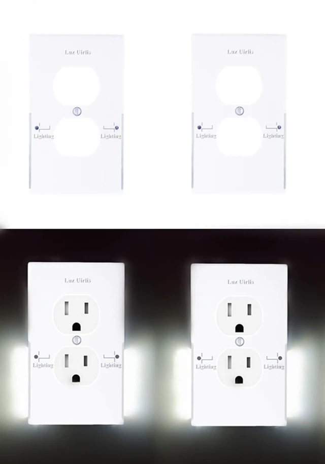 Main image of 4 Packs Outlet Wall Plate LED Guide Night Lights, Illuminated Plug Cover With Sensor Inductive Easy Installation In Seconds For Home Kitchen Bedroom Hallway Stairway Garage Utility Room