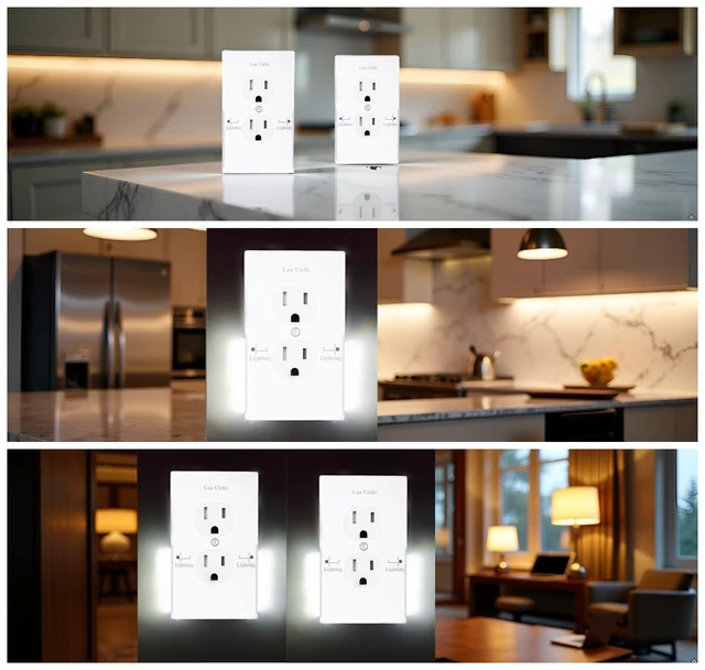 Alt view image 3 of 7 - 4 Packs Outlet Wall Plate LED Guide Night Lights, Illuminated Plug Cover With Sensor Inductive Easy Installation In Seconds For Home Kitchen Bedroom Hallway Stairway Garage Utility Room