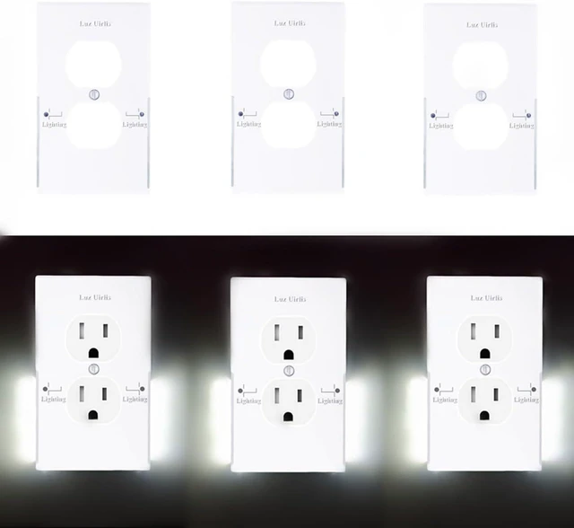 Main image of 6Packs Outlet Wall Plate LED Guide Night Lights, Illuminated Plug Cover with Sensor Inductive Easy Installation in Seconds for Home Kitchen Bedroom Hallway Stairway Garage Utility Room