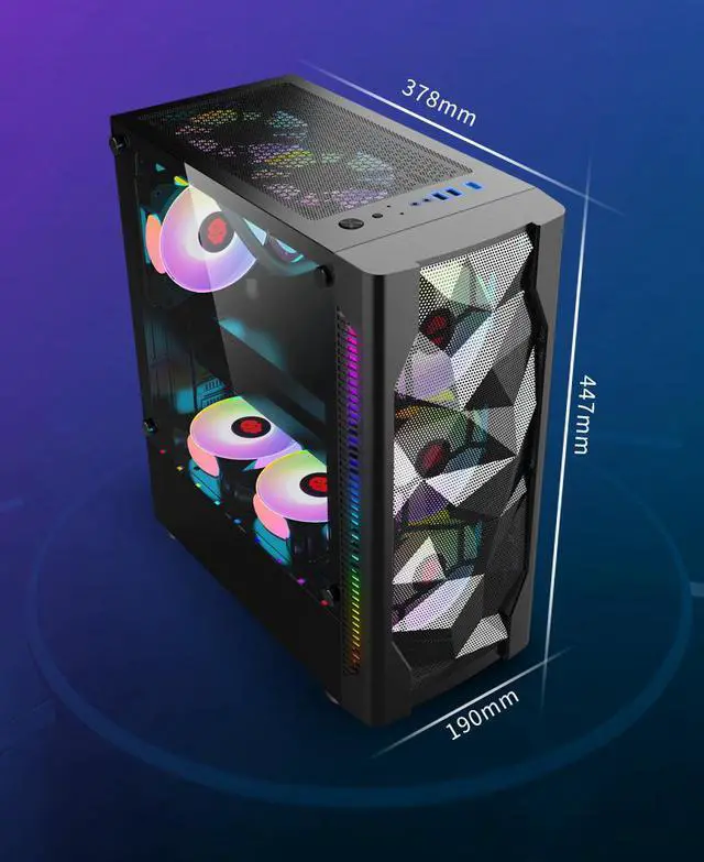 Alt view image 3 of 4 - ALAMENGDA Ice Diamond -High Airflow Honeycomb Full-metal Mesh Design, ATX Mid-Tower, Digital-RGB Lighting, Support 120mm*8 RGB/LED Case Fans, Tempered Glass, Dual System Capable White-Without Fans