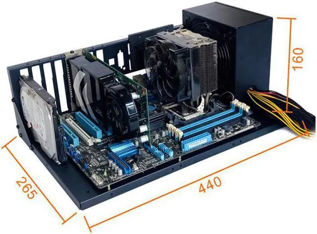 Alt view image 4 of 7 - ALAMENGDA Open Computer Case,Two-way Server ATX Motherboard Tray Test Stand, Test bench, ATX Mid Tower