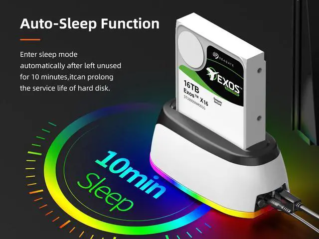 Alt view image 6 of 7 - MAIWO RGB Gaming Design SATA 3.0 to USB 3.0 Docking Station Dock External Enclosure Adapter for 2.5"/3.5" SATA HDD SSD, super speed to 5Gbps, support HDD to 16TB