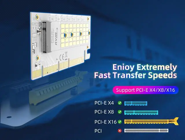 Alt view image 5 of 7 - MAIWO M.2 expansion card KT058A NVMe SSD  to PCIe 3.0 X16/X8/X4 adapter M Key Converter Card Support 2230 2242 2260 2280,Compatible with Windows 7/8/10 & Linux ,BTC accessories