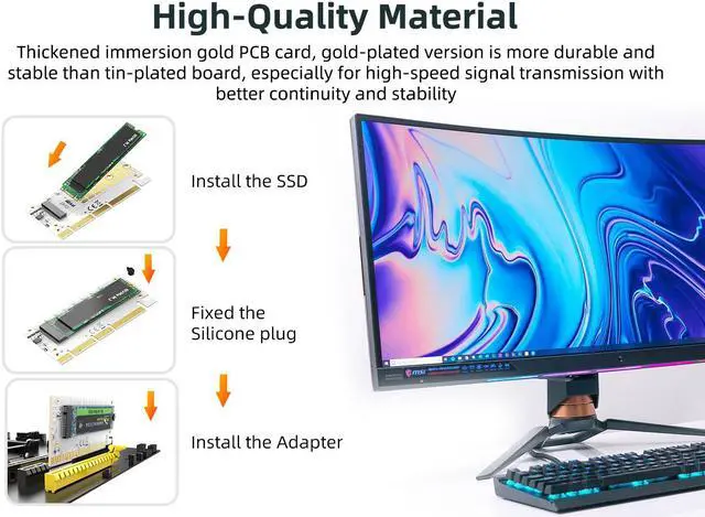 Alt view image 7 of 7 - MAIWO M.2 expansion card KT058A NVMe SSD  to PCIe 3.0 X16/X8/X4 adapter M Key Converter Card Support 2230 2242 2260 2280,Compatible with Windows 7/8/10 & Linux ,BTC accessories