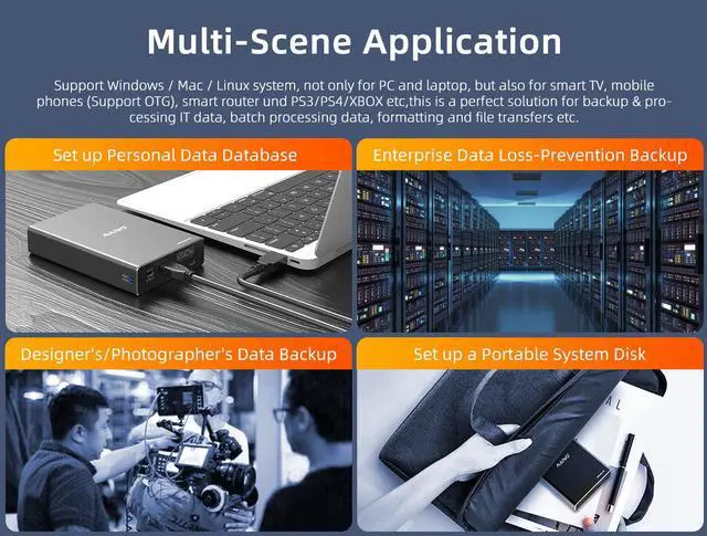 Alt view image 7 of 7 - MAIWO 2 Bay 2.5-inch USB 3.0  (5Gbps) RAID Enclosure Support RAID 0/1 RAID Mode SATA Hard Drive RAID Storage Case (Diskless)