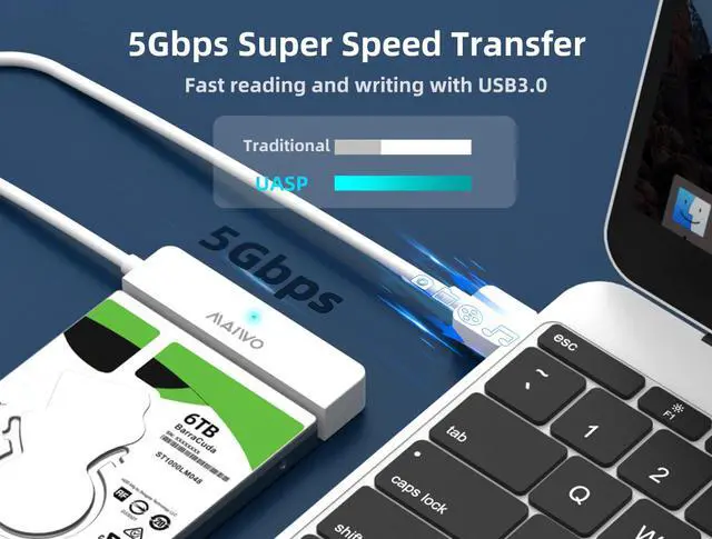 Alt view image 6 of 7 - MAIWO K104A SATA to USB 3.0 Adapter Cable for 2.5" SSD and HDD Hard Drive Adapter 5Gbps Support SATA III UASP Compatible with PC, laptop, TV, mobile,PS5, Xbox ,Router(White)