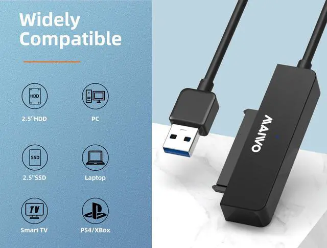 Alt view image 3 of 7 - MAIWO USB 3.0 to SATA Adapter for 2.5" SSD HDD Hard Drive, USB 3.0 to SATA III Cable with UASP, External Converter for Data Transfer Storage