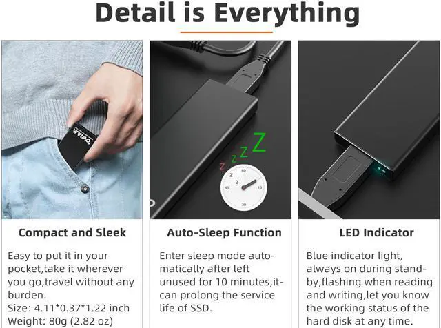 Alt view image 7 of 7 - MAIWO M.2 NVMe SSD Enclosure Type C USB to M Key NVMe M.2 SSD Adapter Enclosure with Aluminum Case, Transmission Speed Max 10Gbps, Support UASP&Trim, for PCIe M.2 NVMe SSD Size 2230,2242,2260,2280