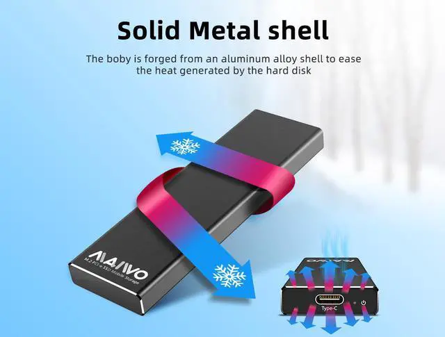 Alt view image 5 of 7 - MAIWO M.2 NVMe SSD Enclosure Type C USB to M Key NVMe M.2 SSD Adapter Enclosure with Aluminum Case, Transmission Speed Max 10Gbps, Support UASP&Trim, for PCIe M.2 NVMe SSD Size 2230,2242,2260,2280