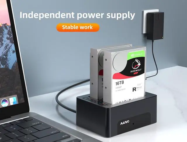 Alt view image 5 of 7 - MAIWO K3082CE Dual Bay USB 3.0 to SATA I/II/III Dual Bay External Hard Drive Docking Station Clone Erase Dock for 2.5 or 3.5in HDD, SSD with Hard Drive Duplicator/Cloner/Eraser Function
