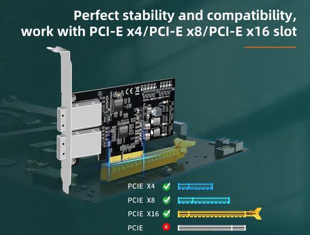 Alt view image 3 of 7 - MAIWO PCIe Expansion Card , PCI-E x4 to 2 mini SAS SFF8088 Expansion Card converter, Two mini SAS
Connector up to 12Gbps Transfer Rate, SAS PCI Express Convertor Card