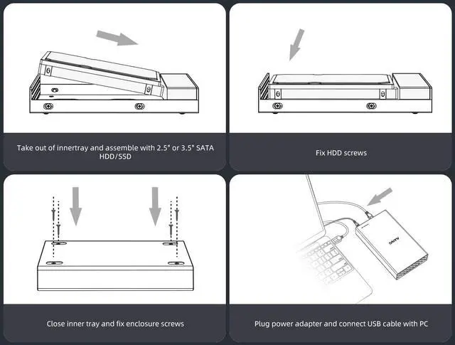 Alt view image 7 of 7 - MAIWO USB C Hard Drive Enclosure for 2.5" 3.5 Inch SATA SSD HDD Aluminum USB C to SATA Adapter USB 3.1 Gen 2 Up to 10Gbps, Support UASP SATA III Fast Charging, with Type A and Type C HUB