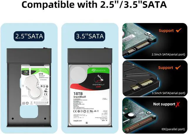 Alt view image 2 of 7 - MAIWO USB C Hard Drive Enclosure for 2.5" 3.5 Inch SATA SSD HDD Aluminum USB C to SATA Adapter USB 3.1 Gen 2 Up to 10Gbps, Support UASP SATA III Fast Charging, with Type A and Type C HUB
