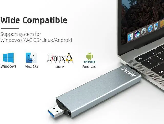 Alt view image 6 of 7 - MAIWO M.2 NVMe & SATA Drive Enclosure USB C 3.2 Gen2 10Gbps to USB A SSD Reader, Thunderbolt 3 Compatible, for M.2 SATA&NVMe SSD M-key and B+M Key