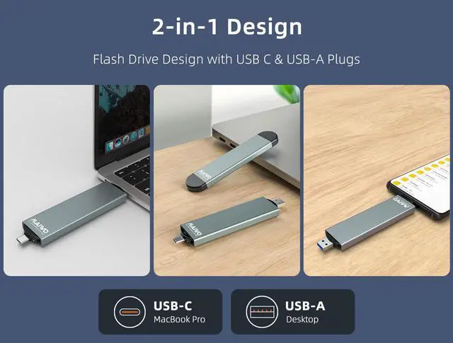Alt view image 2 of 7 - MAIWO M.2 NVMe & SATA Drive Enclosure USB C 3.2 Gen2 10Gbps to USB A SSD Reader, Thunderbolt 3 Compatible, for M.2 SATA&NVMe SSD M-key and B+M Key
