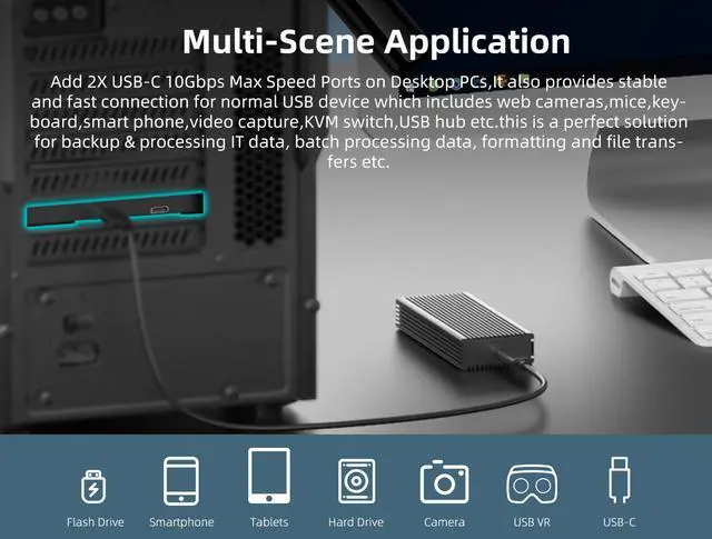 Alt view image 2 of 7 - MAIWO PCIe Gen3 x2 Card, PCIe USB 3.2 / 3.1- to 2-Port Type C HUB Internal Expansion Card Controller Adapter PCI Express Card Desktop PC Support Multiple INs