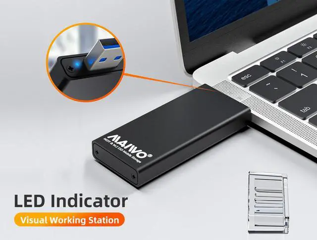 Alt view image 7 of 7 - MAIWO Pocketable USB to B+M key SATA M.2 SSD Enclosure with Aluminum Case, Transfer Rate up to 5Gbps, support M.2 2230/2242