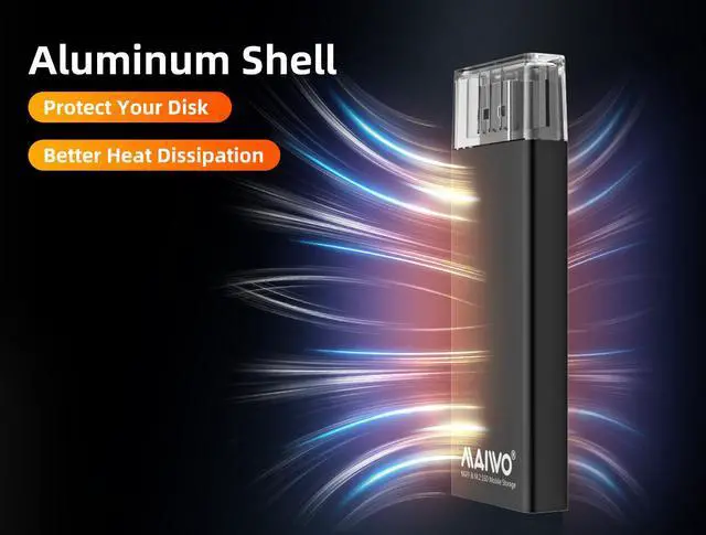 Alt view image 4 of 7 - MAIWO Pocketable USB to B+M key SATA M.2 SSD Enclosure with Aluminum Case, Transfer Rate up to 5Gbps, support M.2 2230/2242