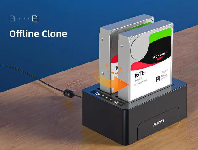 Alt view image 6 of 14 - MAIWO USB 3.0 to SATA Dual Bay Hard Drive Docking Station for 2.5" 3.5" SATA HDD/SSD Storage Dock 2*16 TB Hard Drive Enclosure, 5Gbps Data Transfer, UASP, Offline Clone / Duplicator /One Button Backup