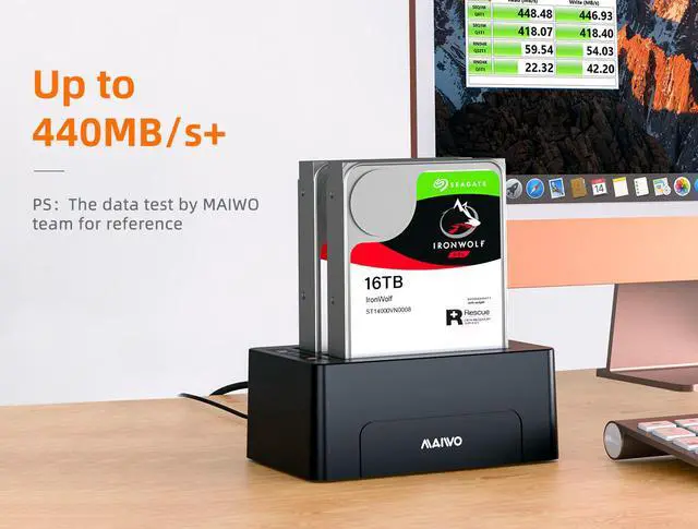 Alt view image 4 of 14 - MAIWO USB 3.0 to SATA Dual Bay Hard Drive Docking Station for 2.5" 3.5" SATA HDD/SSD Storage Dock 2*16 TB Hard Drive Enclosure, 5Gbps Data Transfer, UASP, Offline Clone / Duplicator /One Button Backup