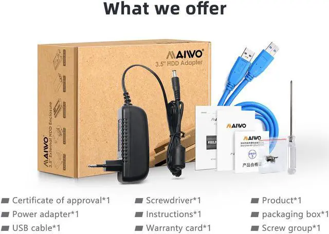 Alt view image 6 of 7 - MAIWO External SATA Hard Drive Enclosure Case, USB 3.0 SATA HDD Enclosure for 2.5/3.5 inch SATA III HDD/SSD, External Hard Drive Case Black