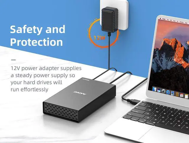 Alt view image 3 of 7 - MAIWO 2.5 / 3.5" SATA External Hard Drive Enclosure, SATA III to USB3.1 Type C for SATA Hard Disk HDD/SSD, Supports UASP Up to 6Gbps and Capacity Max 18TB - Black Aluminum alloy Case