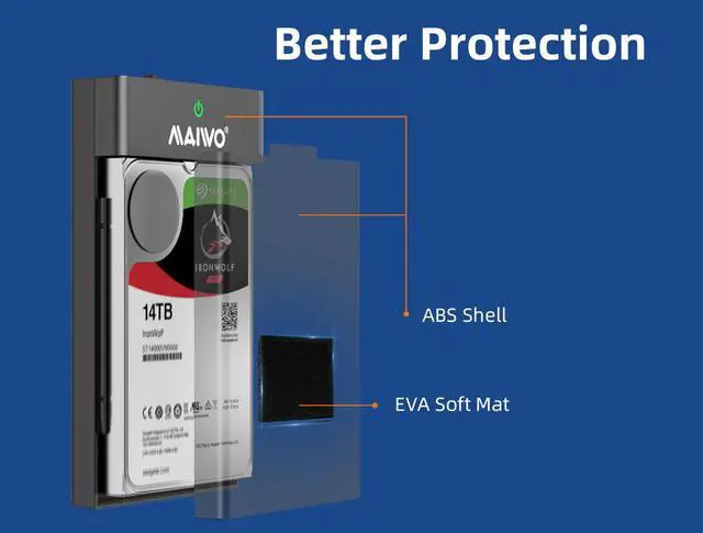 Alt view image 6 of 7 - MAIWO USB 3.0 to SATA 2.5/3.5 Inch SSD/HDD External Hard Drive Enclosure Transfer Speed Up to 5Gbps, Tool Free, Slide Deisign, Black