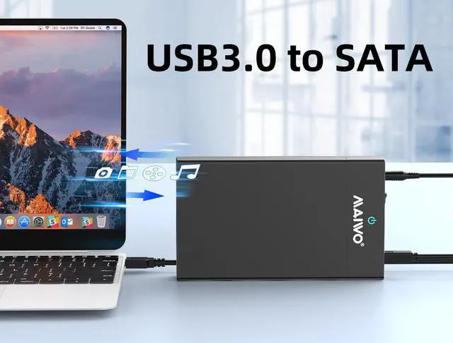 Alt view image 3 of 7 - MAIWO USB 3.0 to SATA 2.5/3.5 Inch SSD/HDD External Hard Drive Enclosure Transfer Speed Up to 5Gbps, Tool Free, Slide Deisign, Black