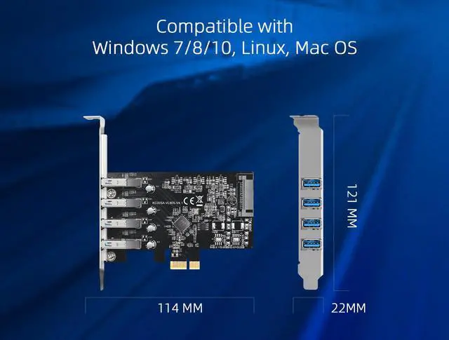 Alt view image 7 of 7 - MAIWO 4-Port pcie to USB 3.0 (Type-A) Expansion Card, pcie USB Add on Card, Internal USB3 Hub Converter for Desktop PC Host Card Support Windows 10/8/7/XP and MAC OS 10.8.2 Above