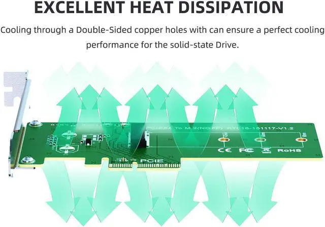 Alt view image 3 of 7 - MAIWO M.2 NVMe PCIex4 Adapter, PCI-E PCI Express Converter Expansion Card, support M-key NVMe SSD :2242,2260,2280 ,with full profile and low profile bracket