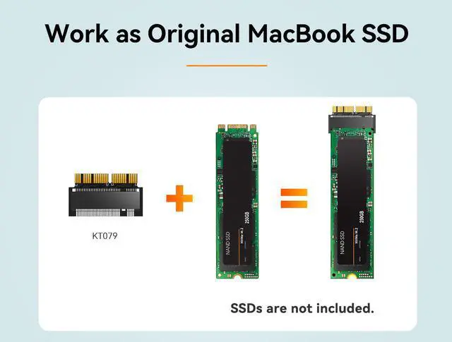 Alt view image 4 of 7 - MAIWO M.2 NVMe to AHCI SSD Convert Adapter, M.2 M-Key to 12+16pin SSD Convert Card for MacBook Air Pro Retina Mid 2013 2014 2015 2016 2017, NVME AHCI SSD Upgraded Kit for A1465 A1466 A1398 A1502