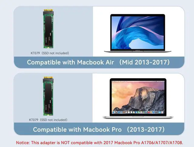 Alt view image 5 of 7 - MAIWO M.2 NVMe to AHCI SSD Convert Adapter, M.2 M-Key to 12+16pin SSD Convert Card for MacBook Air Pro Retina Mid 2013 2014 2015 2016 2017, NVME AHCI SSD Upgraded Kit for A1465 A1466 A1398 A1502
