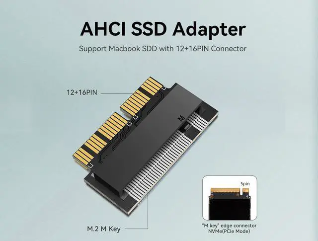 Alt view image 6 of 7 - MAIWO M.2 NVMe to AHCI SSD Convert Adapter, M.2 M-Key to 12+16pin SSD Convert Card for MacBook Air Pro Retina Mid 2013 2014 2015 2016 2017, NVME AHCI SSD Upgraded Kit for A1465 A1466 A1398 A1502