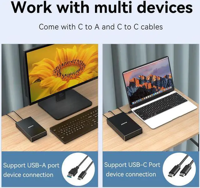 Alt view image 6 of 7 - MAIWOExternal SAS Hard Drive Enclosure USB Type C to SAS Adapter for 2.5"/3.5" SAS HDD Hard Drive Aluminum Alloy SAS Case Support Max 18TB Capacity / 6Gbps Transmission Speed