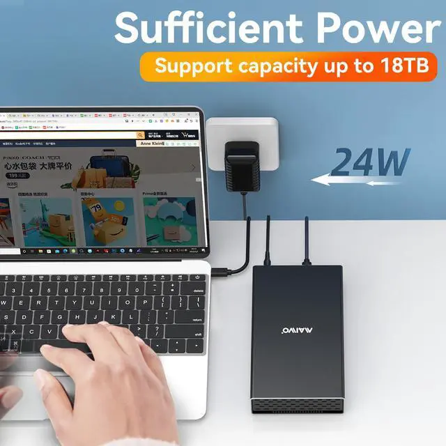 Alt view image 3 of 7 - MAIWOExternal SAS Hard Drive Enclosure USB Type C to SAS Adapter for 2.5"/3.5" SAS HDD Hard Drive Aluminum Alloy SAS Case Support Max 18TB Capacity / 6Gbps Transmission Speed