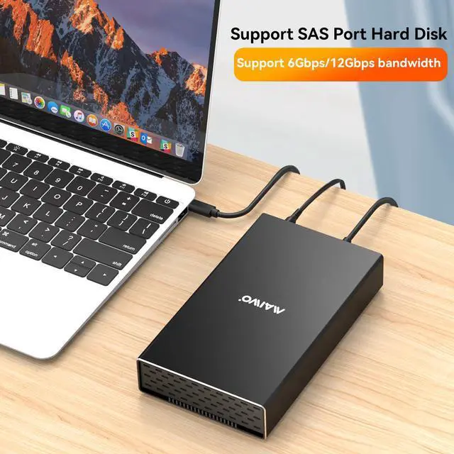 Alt view image 2 of 7 - MAIWOExternal SAS Hard Drive Enclosure USB Type C to SAS Adapter for 2.5"/3.5" SAS HDD Hard Drive Aluminum Alloy SAS Case Support Max 18TB Capacity / 6Gbps Transmission Speed