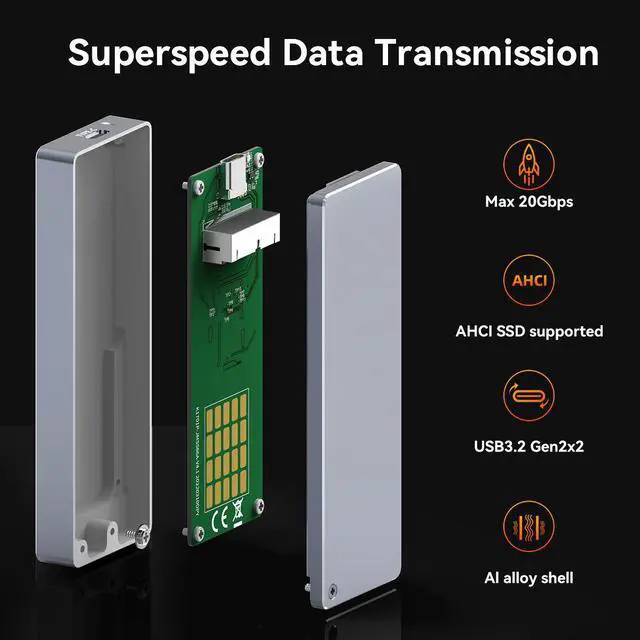 Alt view image 5 of 7 - MAIWO MacBook SSD External Enclosure, Type-C to 12+16 PIN Apple Flash AHCI Hard Drive Adapter for 2013-2017 MacBook Pro, MacBook Air, Mac Pro, iMac, USB3.2 GEN2x2 Max 20Gbps
