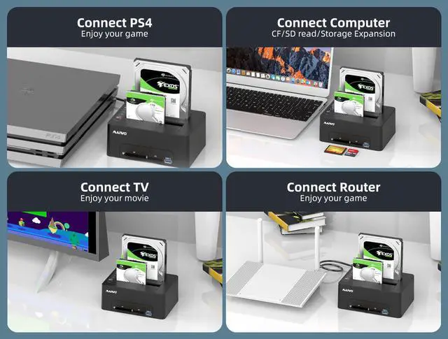 Alt view image 4 of 7 - MAIWO USB 3.0 to SATA Dual Bay External Hard Drive Docking Station for 2.5 or 3.5 inch HDD/SSD with Hard Drive Duplicator/Cloner /CF&SD Card Reader Function Support 16TB